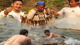 hand fishing in Nepal | Bare hand fishing | himalayan trout fishing |