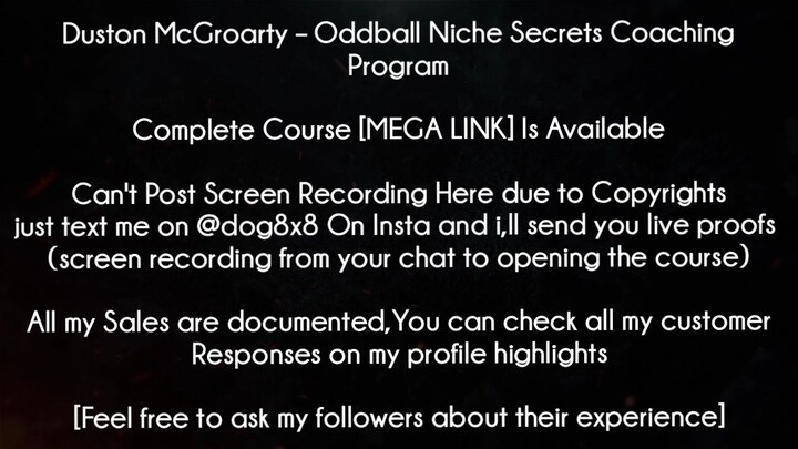 Duston McGroarty Course Oddball Niche Secrets Coaching Program download