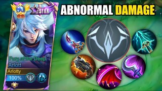 TOP GLOBAL ARLOTT NEW HIGH DAMAGE BUILD WITH THIS NEW EMBLEM!!🔥 100% BROKEN! - Mlbb