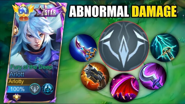 TOP GLOBAL ARLOTT NEW HIGH DAMAGE BUILD WITH THIS NEW EMBLEM!!🔥 100% BROKEN! - Mlbb