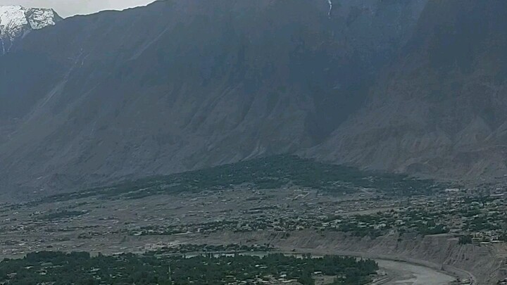 Ariel view of Gilgit city.. Capital city of Gilgit-Baltistan province, Pakistan