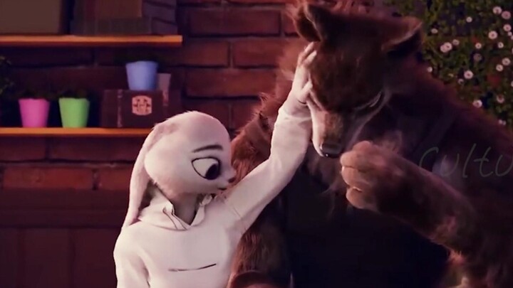 The little white rabbit and the big bad wolf are good friends!!!