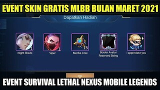 EVENT SKIN GRATIS MLBB BULAN MARET 2021!!! EVENT SURVIVAL LETHAL NEXUS MOBILE LEGENDS