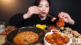 Phô mai Ramen phô mai Thịt viên Phô mai Bánh bao Gimbap Một lần Ăn Mukbang #amthuc