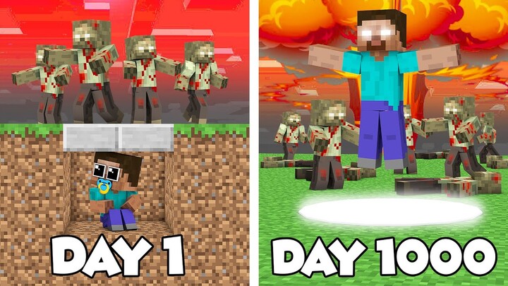 MONSTER SCHOOL : 1000 DAYS ZOMBIE APOCALYPSE - VERY SAD STORY - MINECRAFT ANIMATION