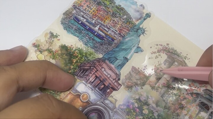 #journaling #artjournal #art #asmr #pettape #mixmediaart #landscape #Journal #asmrsounds