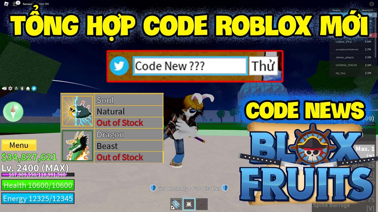 Roblox  Nhập 2 CODE Blox Fruit Mới Nhất 2x Exp Thời Điểm Hiện Tại Vẫn Còn  Nhập Được. - BiliBili