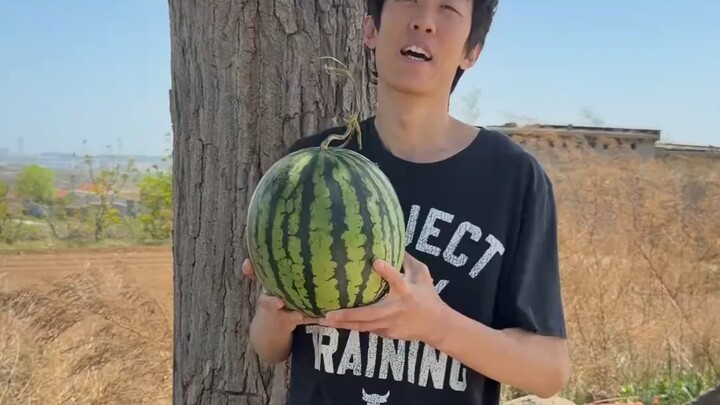 A guy shares how to enjoy a chilled glass of watermelon juice outdoors. Is it safe to drink from a b