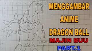 menggambar majin buu dari manga dragon ball