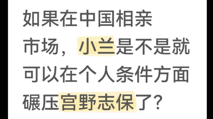 【padapasa】如果在中国相亲市场，小兰是不是就可以在个人条件方面碾压宫野志保了？