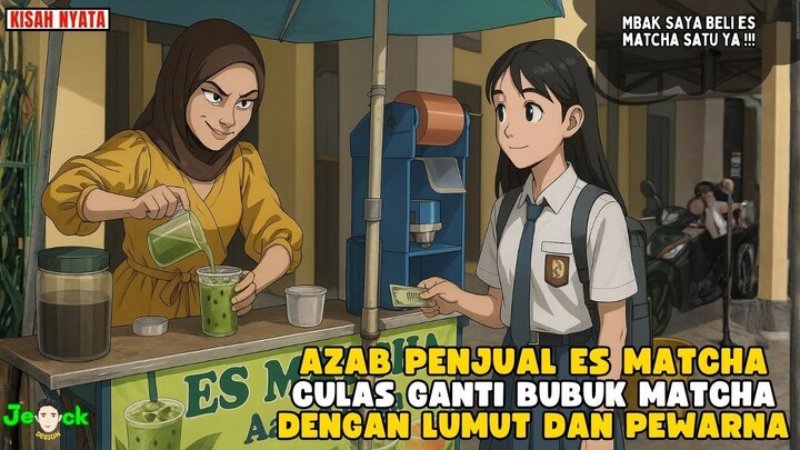 AZAB PENJUAL ES MATCHA CULAS GANTI BUBUK MATCHA DENGAN LUMUT DAN PEWARNA