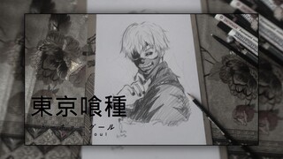 timelapse draw Tokyo Ghoul kaneki|by. rynz art