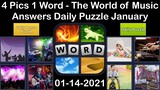 4 Pics 1 Word - The World of Music - 14 January 2021 - Answer Daily Puzzle + Daily Bonus Puzzle