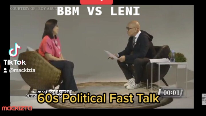 60seconds Political Fast Talk Bbm Vs Leni