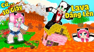 MỀU THỬ THÁCH THOÁT KHỎI SÓNG THẦN LAVA TRONG MINECRAFT*REDHOOD SINH TỒN MINECRAFT 10S LAVA DÂNG LÊN