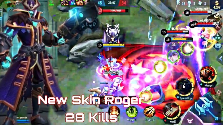 Tes New Skin Hero of Mobile Legends:Bang Bang 2020/ Roger Gameplay ( Phantom Pirate) Neak Fighter.