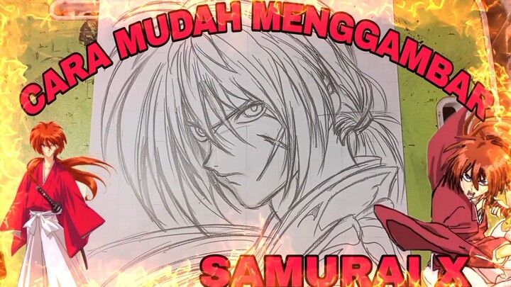 cara yg Sangat mudah menggambar anime samurai x,  Kenshin himura,