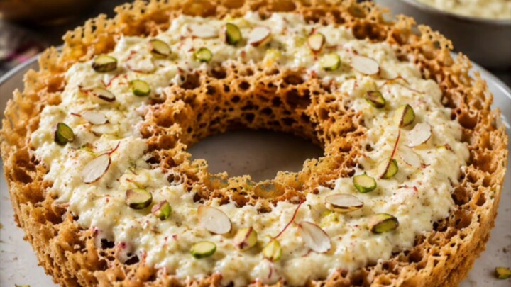 This Ghevar Looks INSANELY Delicious 🤤🔥 | Crispy Indian Sweet!