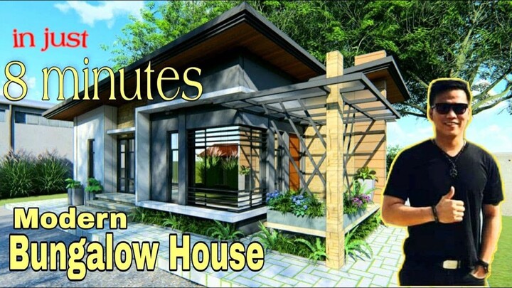 8 minutes Construction of  Modern Bungalow House (Timelapse)