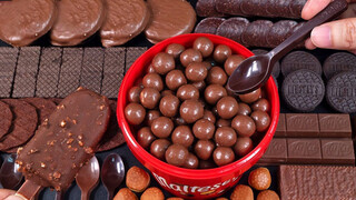 【Real Eating】巧克力甜点派对 麦提莎牛奶巧克力豆&巧克力勺子&巧克力派 第一人称视角 全程不说话