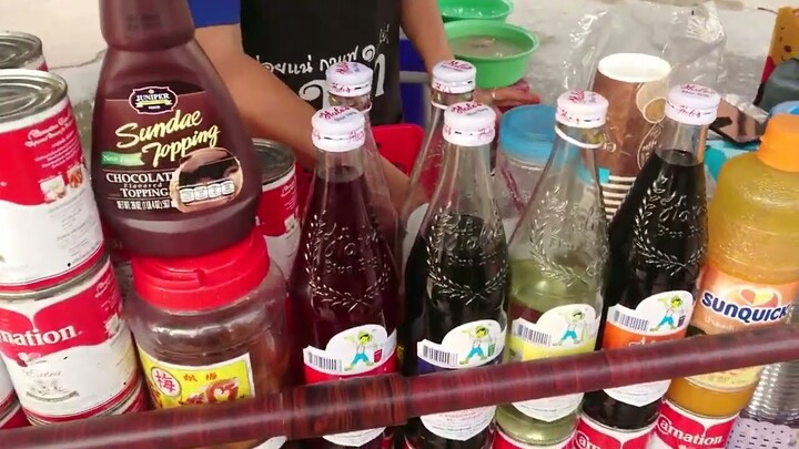 Thailand Street Food Thai Drink how to make Thai Coffee and Plum juice