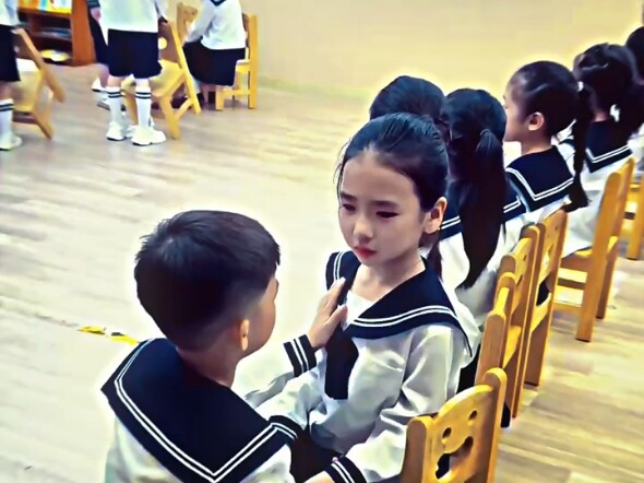 "Childhood sweethearts, innocent and carefree together."