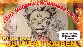 cara mudah menggambar anime jujutsu kaisen