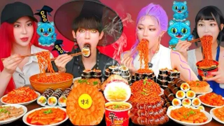 ASMR KOREAN KPop Demon Hunters 케데헌 Kim밥 디저트 불닭 아이스크림 젤리 먹 RM ขนมหวาน JELLY CANDY MUKBANG การรับประทา