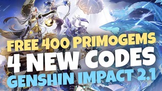 4 NEW Livestream CODES + #400PRIMOGEMS | Genshin Impact 2.1