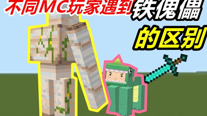 The Differences When Players with Different Minecraft Characters Encounter an Iron Golem [Minecraft]