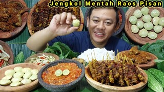 MUKBANG LALAPAN JENGKOL MENTAH + IKAN ASIN SAMBAL TERASI + SATE USUS + AYAM GORENG SERUNDENG #asmr