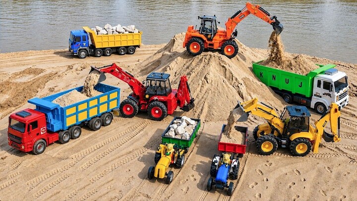 New Dump Tipper BharatBenz Pulling Jcb 3DXTata Crane Dumper Truck ? Gadi wala Cartoon