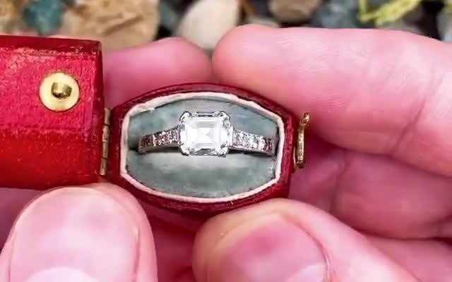The antique diamond ring used to come in a small box, but the jewelry itself…