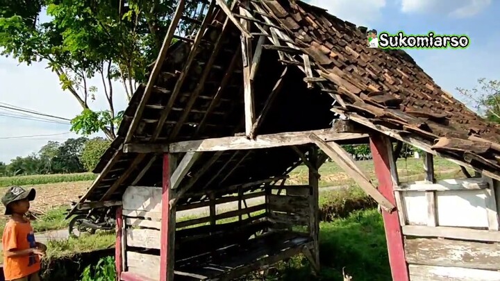 Design Bangunan Peninggalan Orde Baru di tengah sawah.