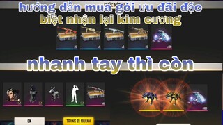 garena free fire| hướng dẫn mua gói siêu ưu đãi nhận lại kim cương, siêu rẻ