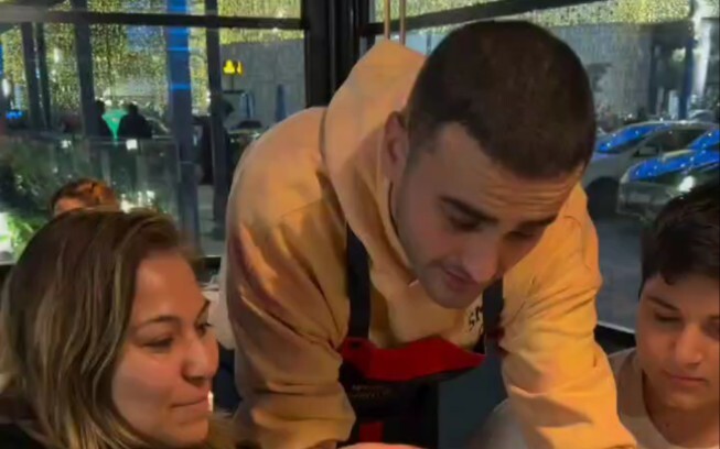 Taking photos with fans