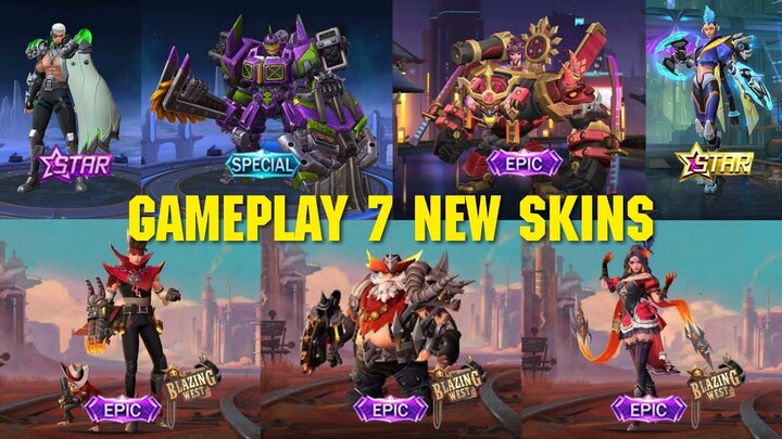 GAMEPLAY 7 NEW SKIN MOBILE LEGENDS - BLAZING WEST SQUAD - DECEMBER STARLIGHT SKIN 2020