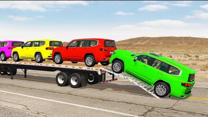 Flatbed truck mcqueen | transportaton with truck - pothol vs car #BeamNG.Drive