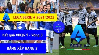 Kết quả VĐQG Ý Vòng 3, Bảng xếp hạng vòng 3 I Serie A 21/22