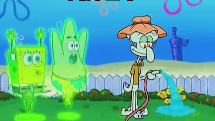 Si idiot berubah menjadi hantu dan mencoba menakut-nakuti Squidward
