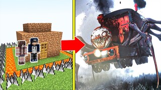 Quái Vật Xe Lửa Choo-Choo Charles Tấn Công Nhà Được Bảo Vệ Bởi bqThanh và Ốc Trong Minecraft