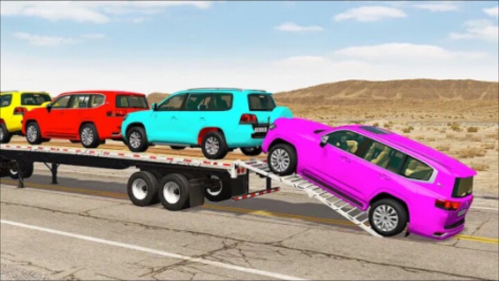 Flatbed truck mcqueen | transportaton with truck - pothol vs car #BeamNG.Drive