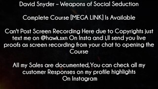 David Snyder Course Weapons of Social Seduction download