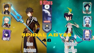 Phase 1 -  4.6 Spiral Abyss | Geo Archon & Anemo Archon | Floor 11 Stars - 9 | Genshin Impact