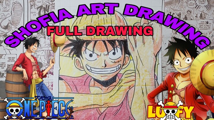 full drawing anime one piece, luffy