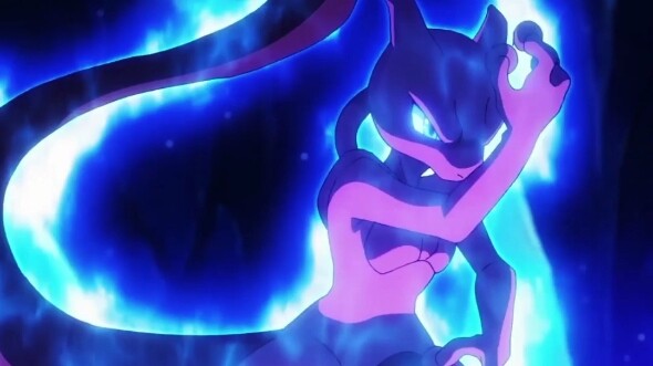 Mewtwo beats Mega Blastoise with one hand