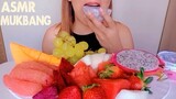 ASMR MUKBANG EXOTIC & TROPICAL FRUIT PLATTER (DRAGON FRUIT* POMELO* STRAWBERRY GRAPES | EATING  SHOW