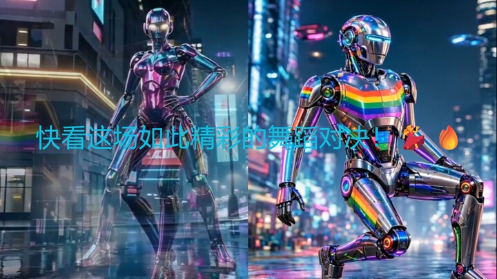 赛博彩虹 vs 霓虹机器人！终极舞王对决 🤖🌈⚡ | AI Dance Battle