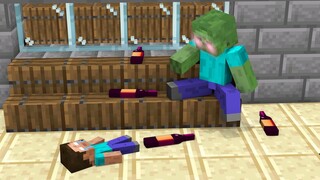 Monster school : Poor Baby Herobrine and alcohol addicted Zombie - Minecraft Animation