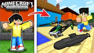 Totoong SUBMARINE na LARUAN at HELICOPTER sa UWU CITY sa Minecraft PE